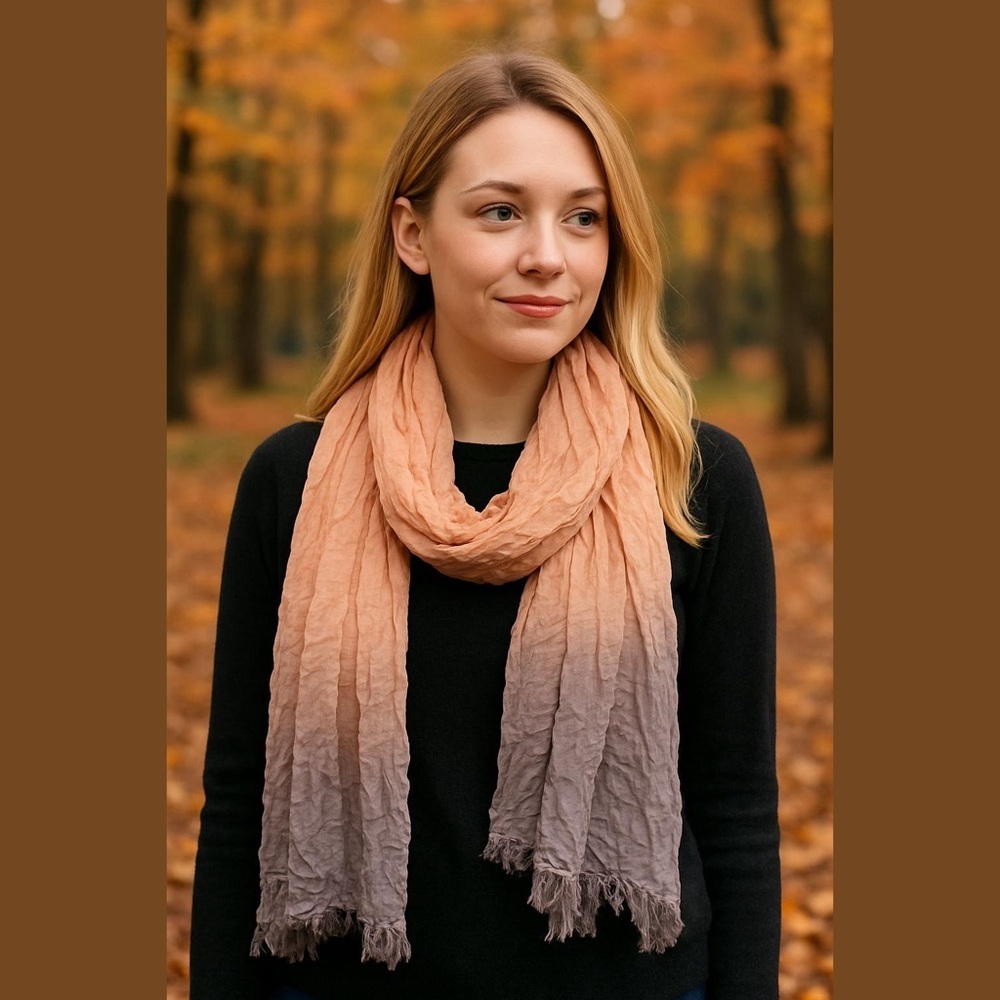 🛍Bundle sale🛍Kardashian Kollection Peach and Gray Ombre Scarf NWT